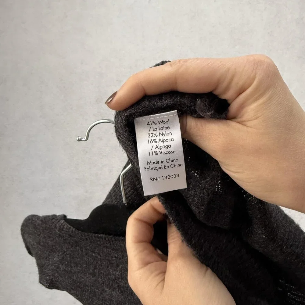 Saccharine New York Sweater Womens Small Gray Wool Alpaca Floral Cherry Blossom - Picture 4 of 10